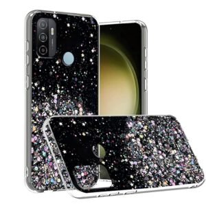 Glitter Clear Inexperienced Case for Oppo A53 – Smooth TPU Silicone Protecting Cowl for Oppo A53s, Slim Shockproof Design for Girls and Women (Black)