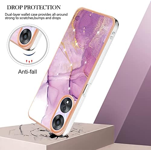 Mushy TPU + IMD Marble Sample Slim Case for Oppo A78 5G and A58 5G - Enhanced Safety for Digital camera and Display screen - Women' Design in YBBK Purple A (Not Appropriate with A78 4G)