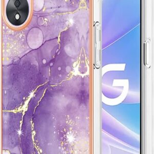 Oppo A78 5G & A58 5G Case – Slim Mushy TPU with IMD Marble Design, Enhanced Digicam and Display Safety, Women’ Case for Oppo A78 5G (Not Appropriate with A78 4G), YBBK Purple B